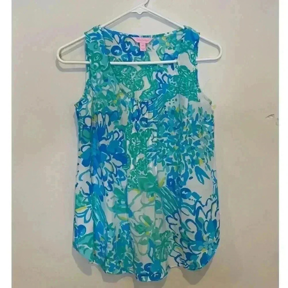 Lilly Pulitzer Dahlia Silk Tank Top Color “Resort White In A Pinch” - Picture 1 of 5